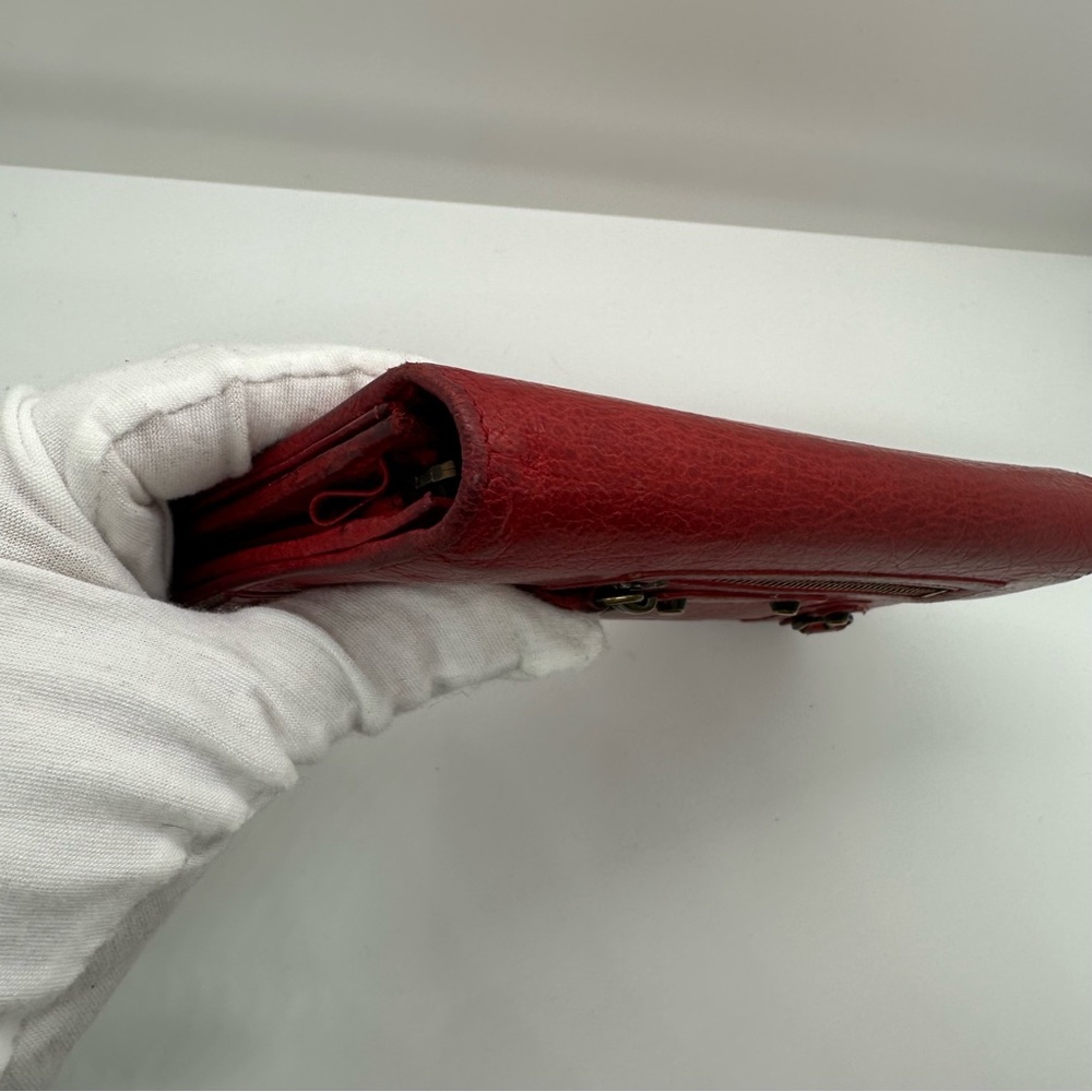 Balenciaga | Red Agneau Classic Hardware Money Long Continental Wallet - Picture 12 of 13